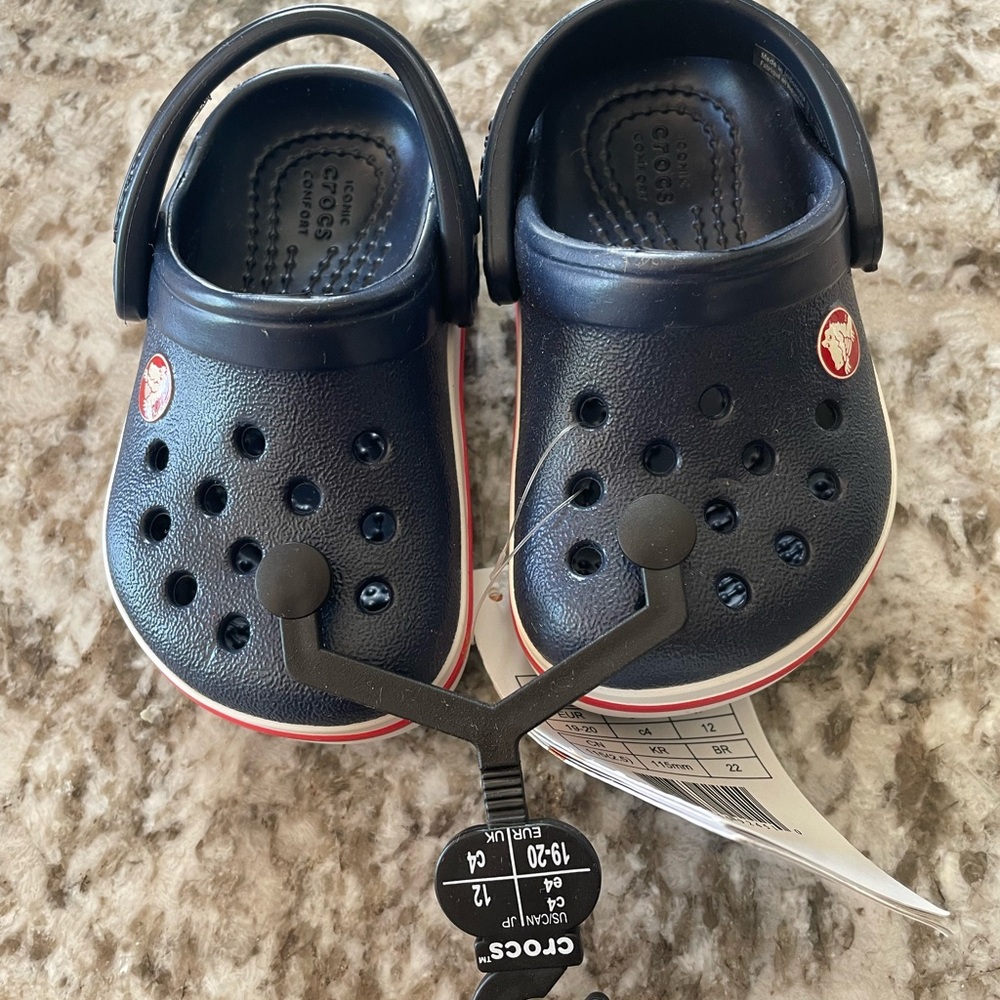 CROCS Kids' Navy and Red Classic Clog Sandals